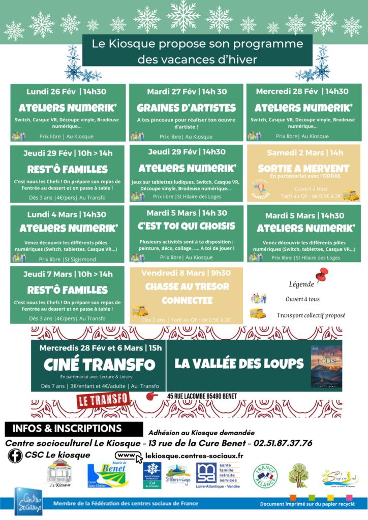 Programme d'hiver Fév